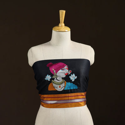 Women Embroidered Mercerised Cotton Khun Blouse Piece 16