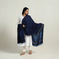 Blue - Natural Dyed Hand Block Print Cotton Bagh Dupatta 10