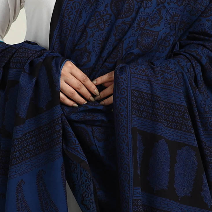 Blue - Natural Dyed Hand Block Print Cotton Bagh Dupatta 10