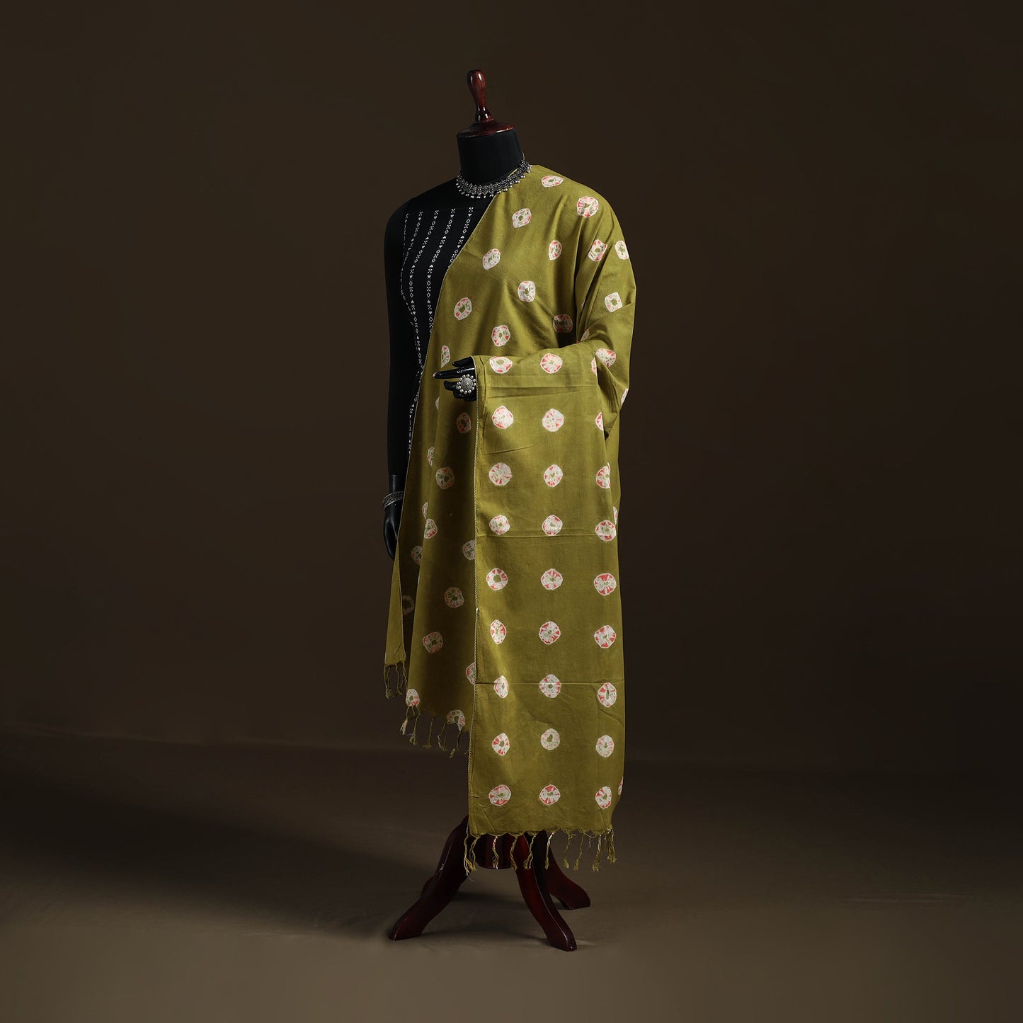 Shibori Tie-Dye Cotton Dupatta with Tassels 22