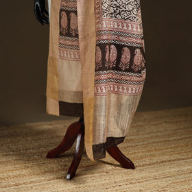 Bagh Hand Block Print Natural Dyed Tissue Zari Chanderi Silk Dupatta 25