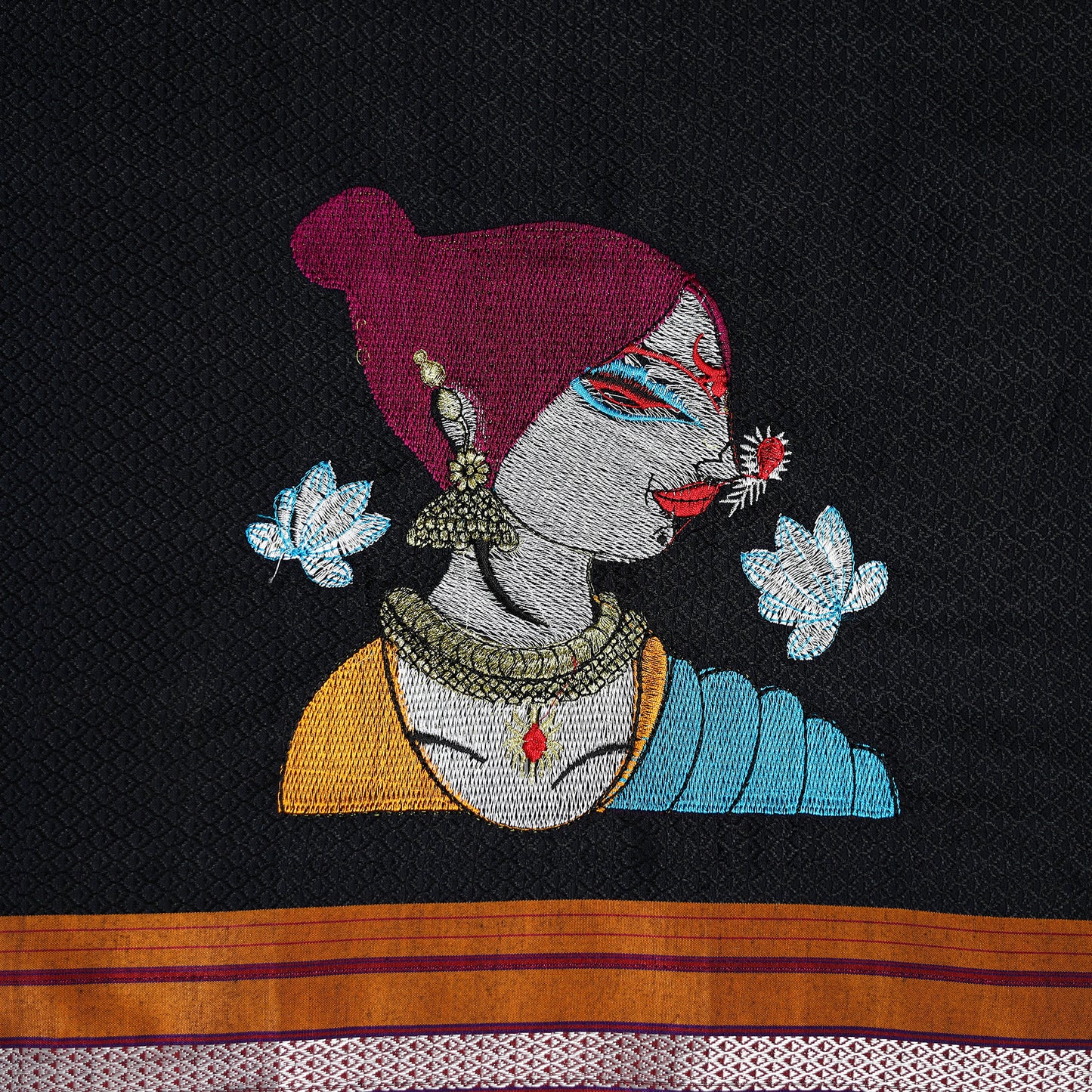 Women Embroidered Mercerised Cotton Khun Blouse Piece 16