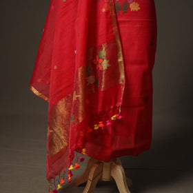 Jamdani Pure Handloom Muslin Unstitched Dress Material: Kurta with Dupatta 34