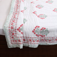 Double - Reversible Sanganeri Block Print Cotton Quilt 19