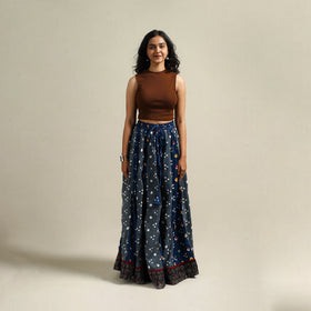 Multicolor - Bandhani Tie-Dye 24 Kali Patchwork Cotton Long Skirt 21