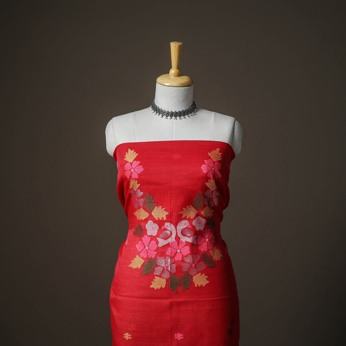 Jamdani Pure Handloom Muslin Unstitched Dress Material: Kurta with Dupatta 34
