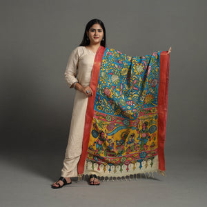 Chanderi Silk Srikalahasti Handpainted Pen Kalamkari Dupatta 20