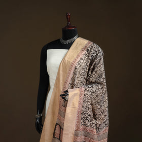 Bagh Hand Block Print Natural Dyed Tissue Zari Chanderi Silk Dupatta 26