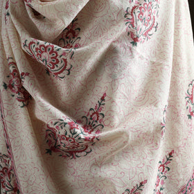 Floral Sanganeri Print Pure Merino Wool Handwoven Shawl 87