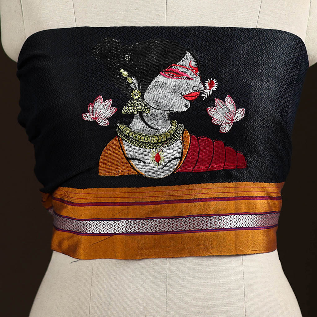 Women Embroidered Mercerised Cotton Khun Blouse Piece 17