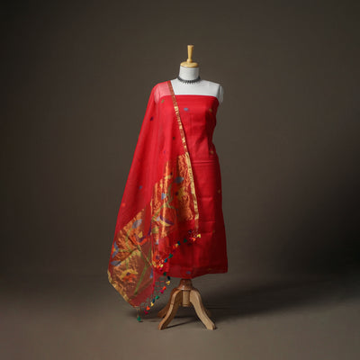 Jamdani Pure Handloom Muslin Unstitched Dress Material: Kurta with Dupatta 35