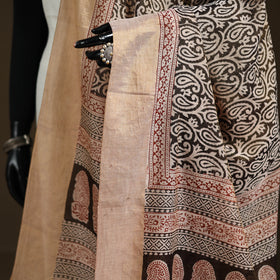 Bagh Hand Block Print Natural Dyed Tissue Zari Chanderi Silk Dupatta 26