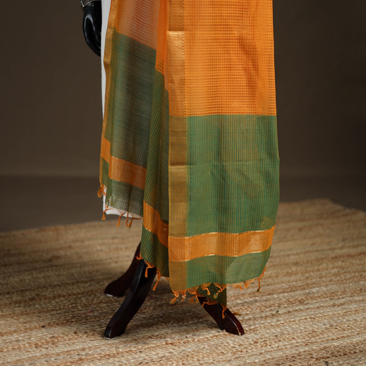 Pure Handloom Cotton Nizam Zari Border Mangalagiri Dupatta 25