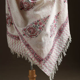 Floral Sanganeri Print Pure Merino Wool Handwoven Shawl 87