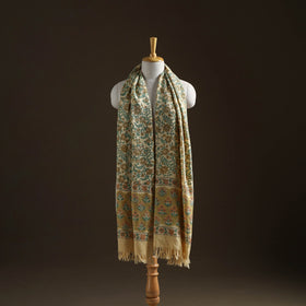 Floral Sanganeri Print Pure Merino Wool Handwoven Shawl 88
