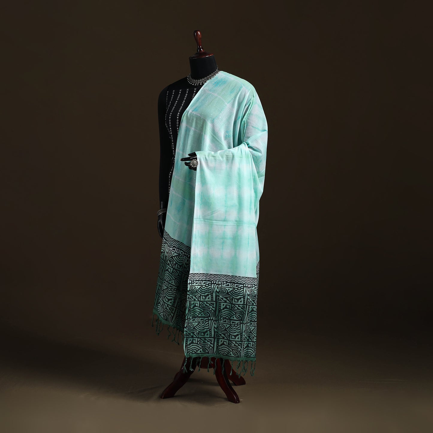 Shibori Tie-Dye Cotton Dupatta with Tassels 23