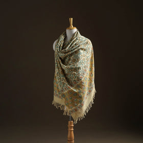 Floral Sanganeri Print Pure Merino Wool Handwoven Shawl 88