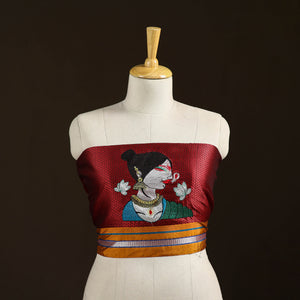 Red - Women Embroidered Mercerised Cotton Khun Blouse Piece 18