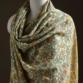 Floral Sanganeri Print Pure Merino Wool Handwoven Shawl 88