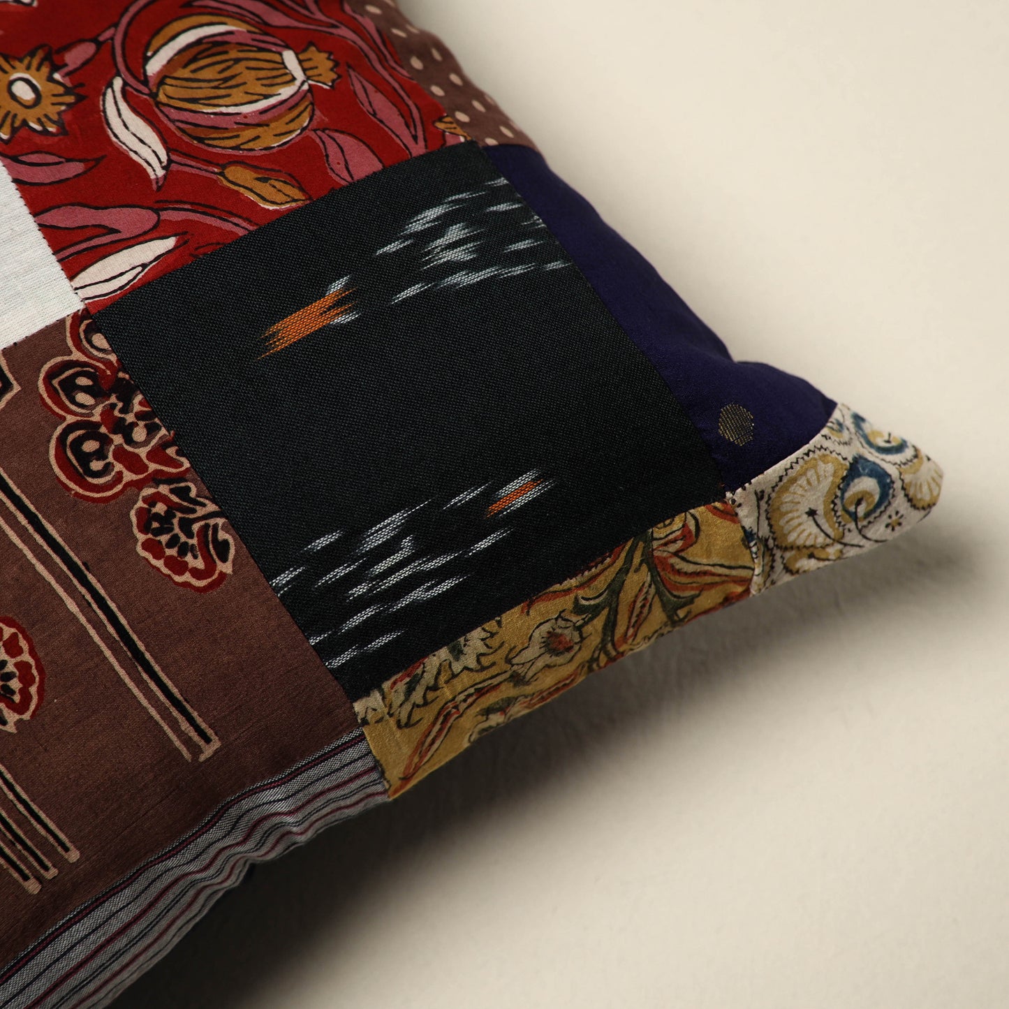 Multicolor - handcrafted cotton patchwork cushion cover 133