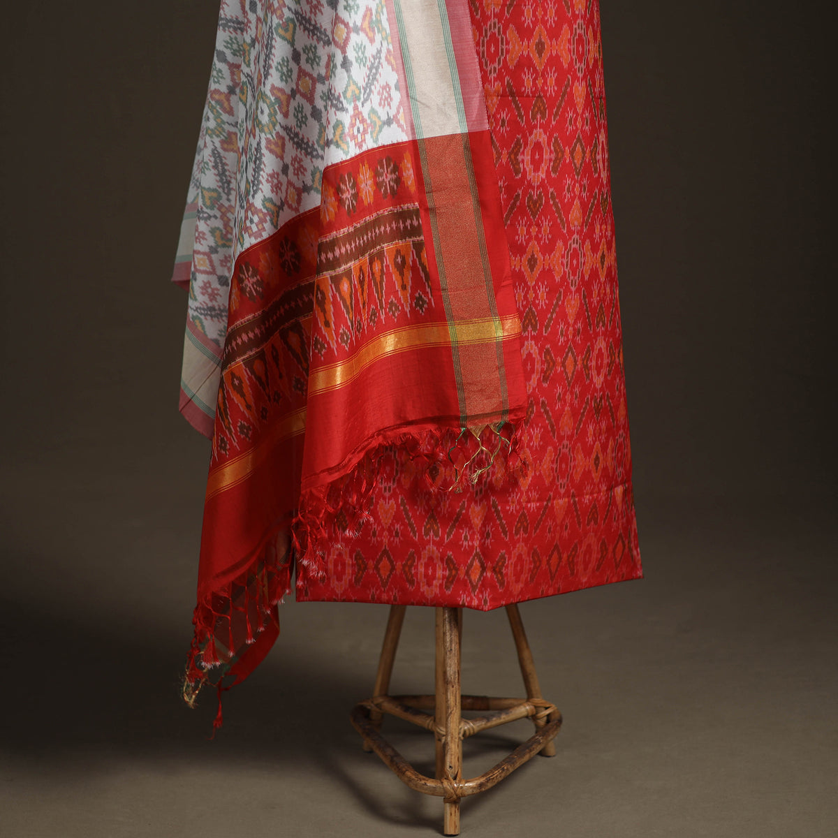 Pochampally Ikat Handloom Sico Unstitched Dress Material: Kurta with Dupatta 02