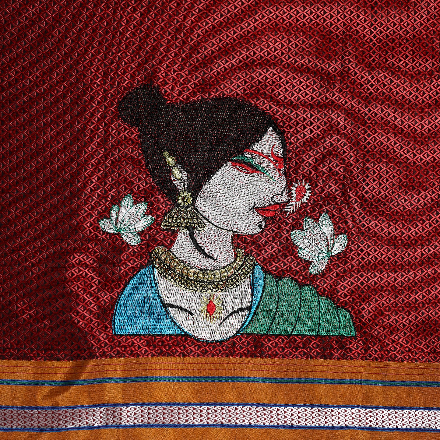 Women Embroidered Mercerised Cotton Khun Blouse Piece 18