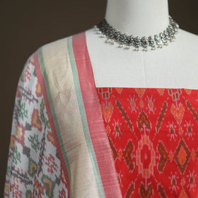 Pochampally Ikat Handloom Sico Unstitched Dress Material: Kurta with Dupatta 02