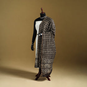 Brown - Pipad Hand Block Print Natural Dyed Chanderi Silk Handloom Dupatta 22