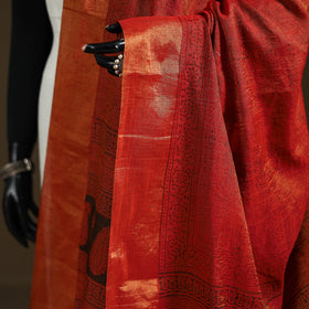 Bagh Hand Block Print Natural Dyed Tissue Zari Chanderi Silk Dupatta 27