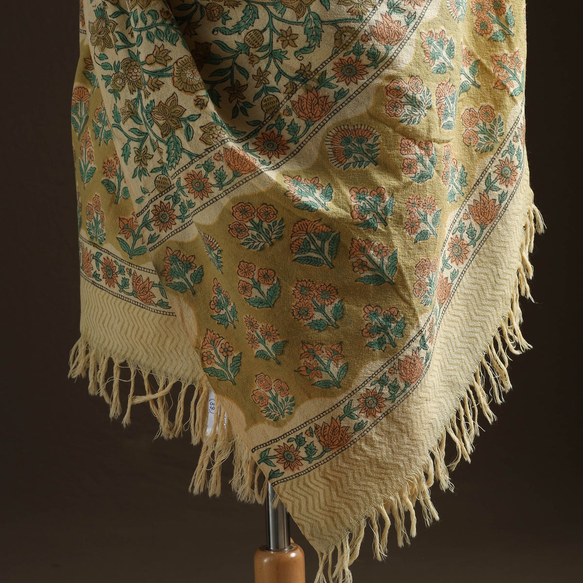 Floral Sanganeri Print Pure Merino Wool Handwoven Shawl 88