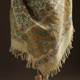 Floral Sanganeri Print Pure Merino Wool Handwoven Shawl 88