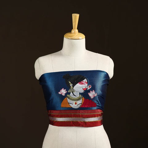 Women Embroidered Mercerised Cotton Khun Blouse Piece 19