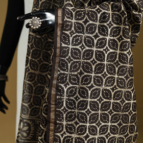Brown - Pipad Hand Block Print Natural Dyed Chanderi Silk Handloom Dupatta 22