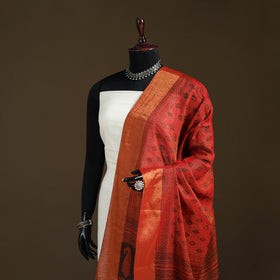 Bagh Hand Block Print Natural Dyed Tissue Zari Chanderi Silk Dupatta 28