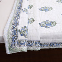 Double - Reversible Sanganeri Block Print Cotton Quilt 22