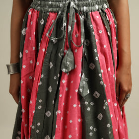 Multicolor - Bandhani Tie-Dye 24 Kali Patchwork Cotton Long Skirt 22