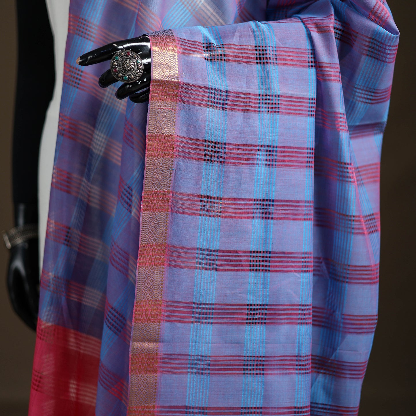 Pure Handloom Cotton Nizam Zari Border Mangalagiri Dupatta 27