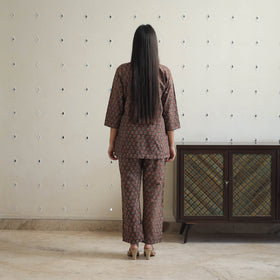 Brown - printed cotton co-ord set 20 - handcrafted