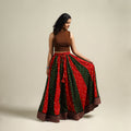 Multicolor - Bandhani Tie-Dye 24 Kali Patchwork Cotton Long Skirt 23