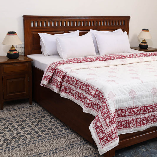 Double - Reversible Sanganeri Block Print Cotton Quilt 21