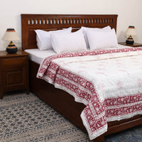 Double - Reversible Sanganeri Block Print Cotton Quilt 22