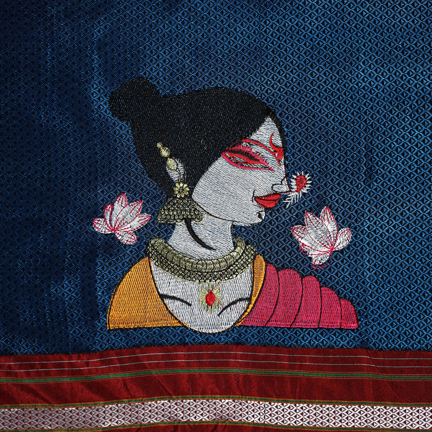 Women Embroidered Mercerised Cotton Khun Blouse Piece 19
