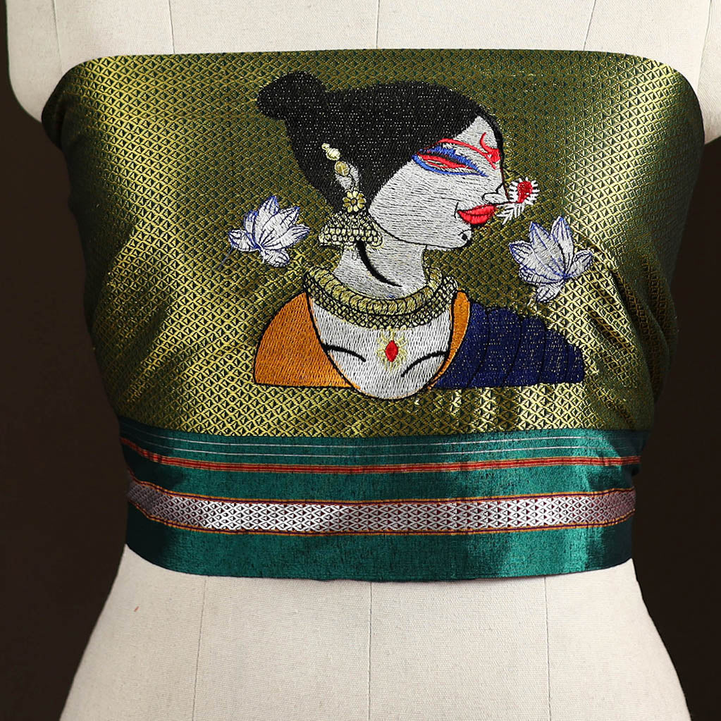 Women Embroidered Mercerised Cotton Khun Blouse Piece 20