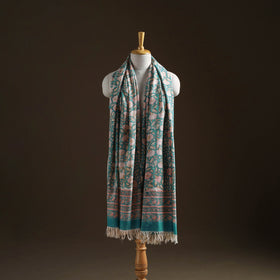 Floral Sanganeri Print Pure Merino Wool Handwoven Shawl 90