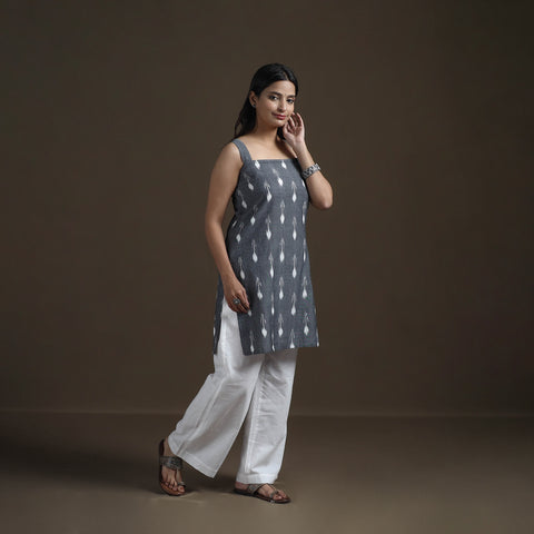 Pochampally Ikat Cotton Sleeveless Short Kurta for Women 27