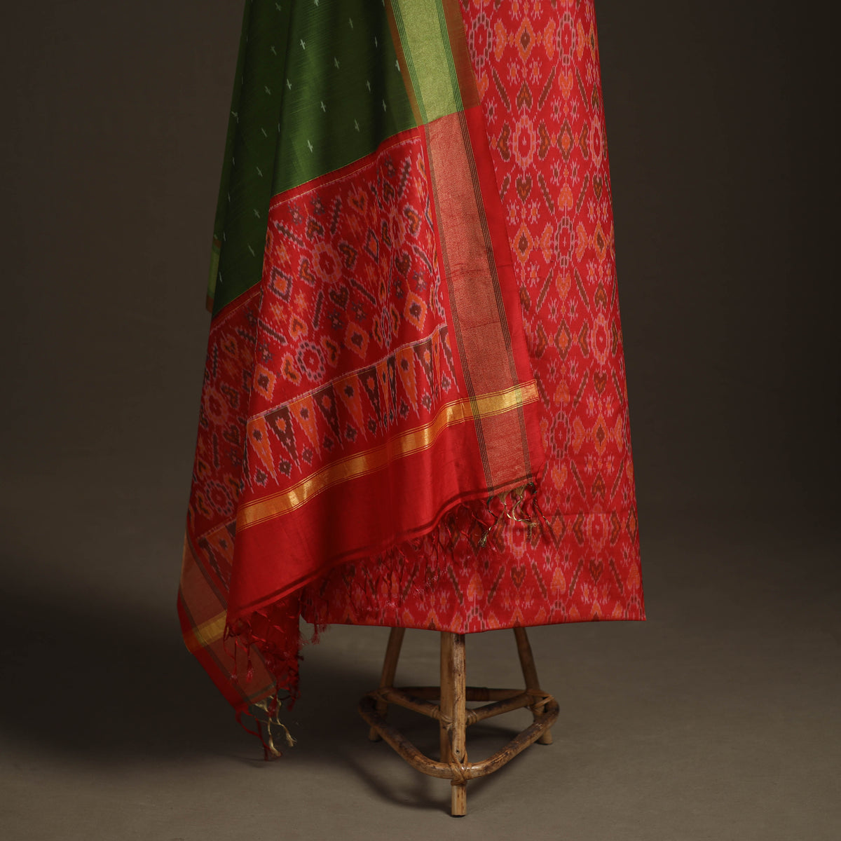 Pochampally Ikat Handloom Sico Unstitched Dress Material: Kurta with Dupatta 03