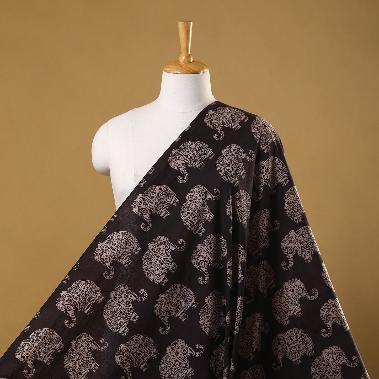 Black - Printed Cotton Kalamkari Fabric 30