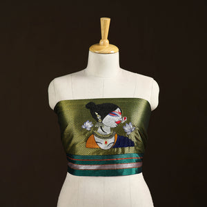 Green - Women Embroidered Mercerised Cotton Khun Blouse Piece 20