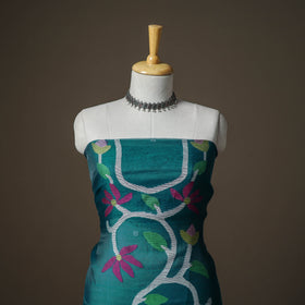 Green - jamdani pure handloom muslin unstitched dress