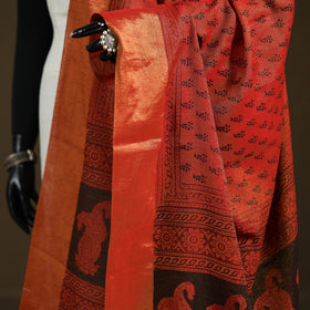 Bagh Hand Block Print Natural Dyed Tissue Zari Chanderi Silk Dupatta 29